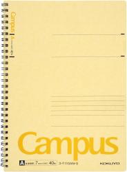 Kokuyo Campus Twin Ring Notebook No.6 Semi B5 Normal Horizontal Ruled 40 Sheets Yellow -Set of 2-
