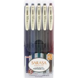 Zebra Sarasa Clip Gel Ink Ballpoint Pen 0.5mm Vintage Color 5 Colors Set