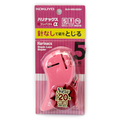 Kokuyo Stapleless Stapler Harinacs Compact Alpha Pink